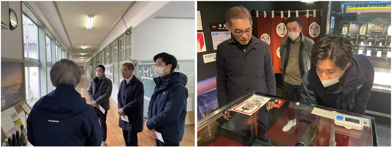 実際のワーケーションでの様子（学校蔵での説明／史跡佐渡金山での見学）